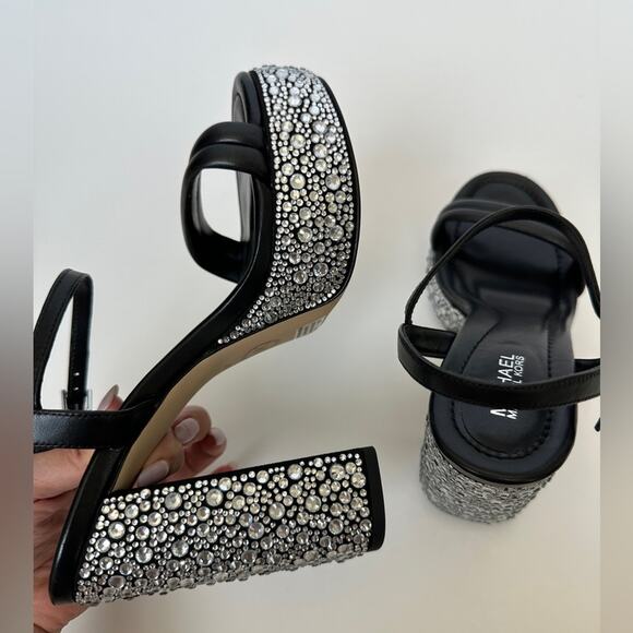 Michael kors Laci Embellished Leather Platform Sandal size 6 - Picture 10 of 16